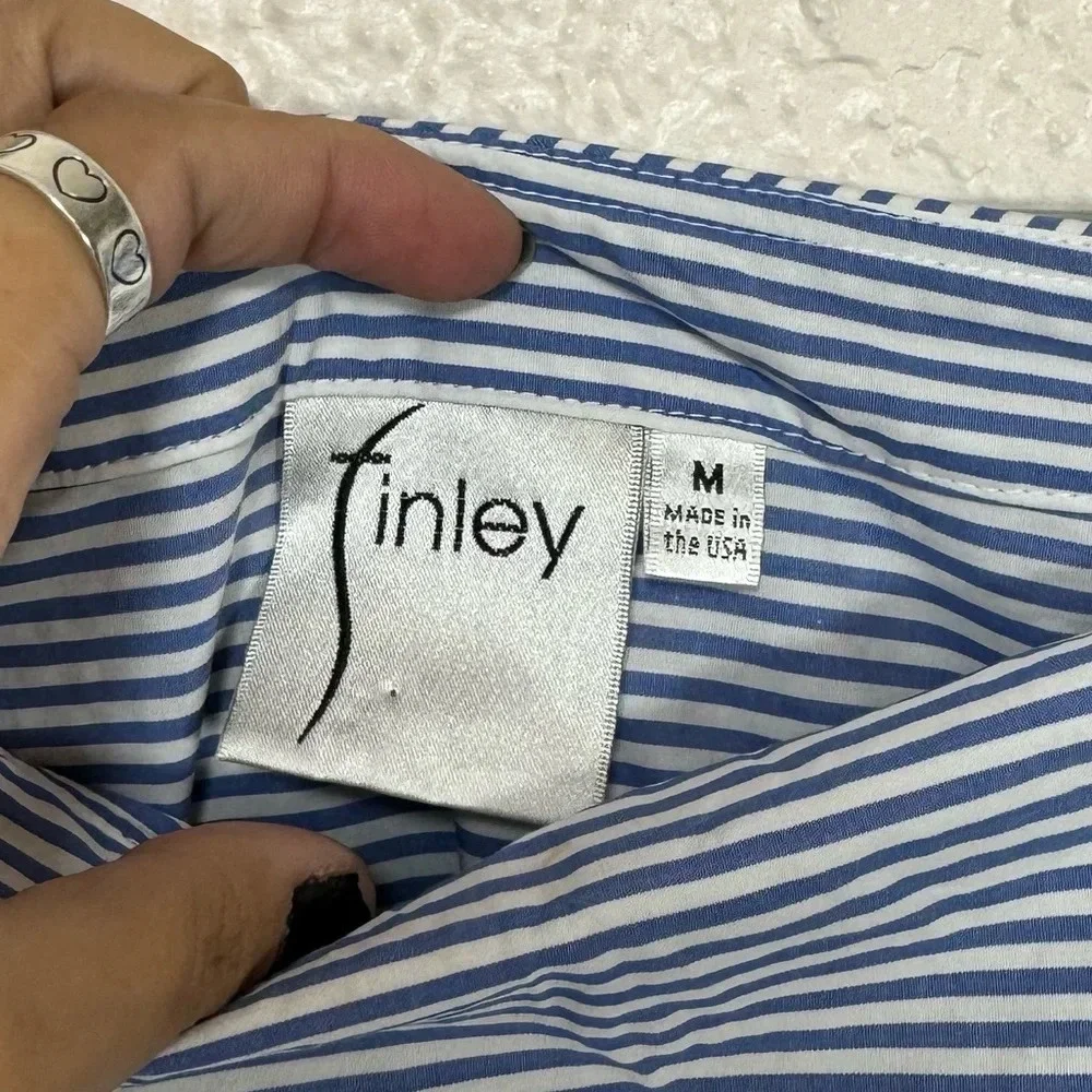 Finley Skipper Striped Nautical Poplin Top Women’s Medium - Picture 8 of 11